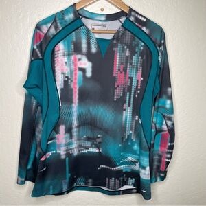 Salomon Actilite Women’s XL Long Sleeve Pullover Activewear Shirt Teal Pink